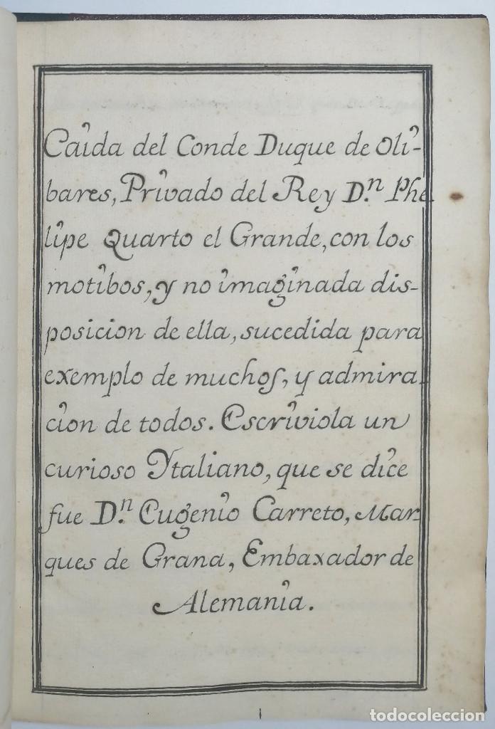 Manuscritos antiguos: CA&Iacute;DA DEL CONDE DUQUE DE OLIVARES - MANUSCRITO DE 1634.