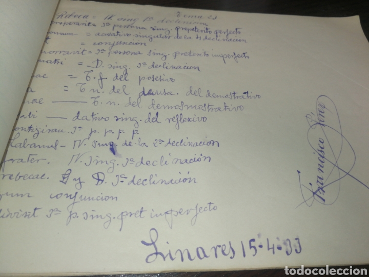 Manuscritos antiguos: LINARES 1933,Apuntes de gram&aacute;tica manuscritos - Foto 1