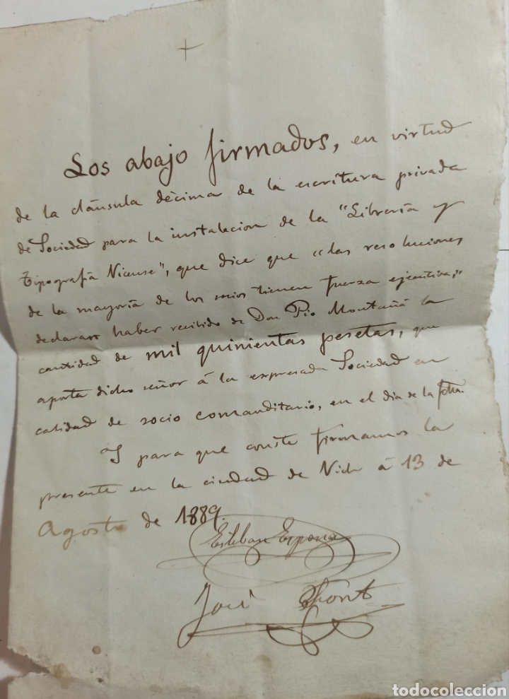 Manuscritos antiguos: documento manuscrito 1889 - Foto 2