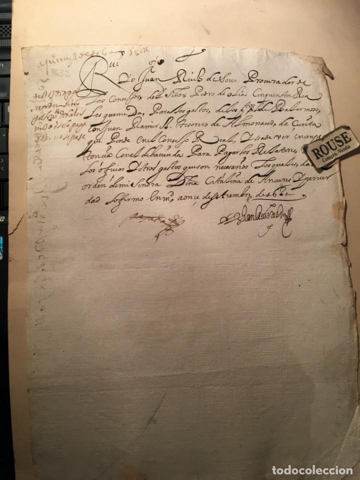 Manuscritos antiguos: ANTIGUO DOCUMENTO MANUSCRITO 1632 - 1 HOJA . 31X22 CM. - Foto 1