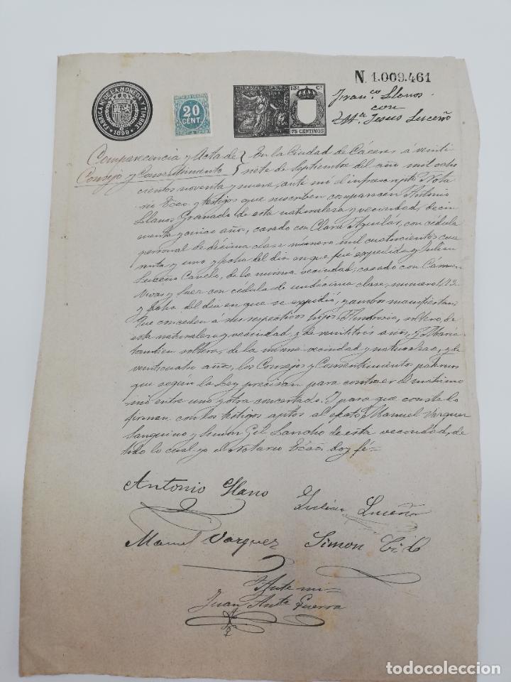 Ancient Manuscripts: CACERES. 1899. AUTORIZACION PATERNA PARA CONTRAER MATRIMONIO.