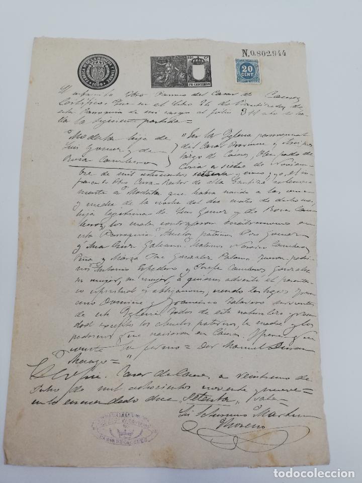Manuscritos antiguos: CASAR DE CACERES. CERTIFICADO DE BAUTISMO. 1875. - Foto 1