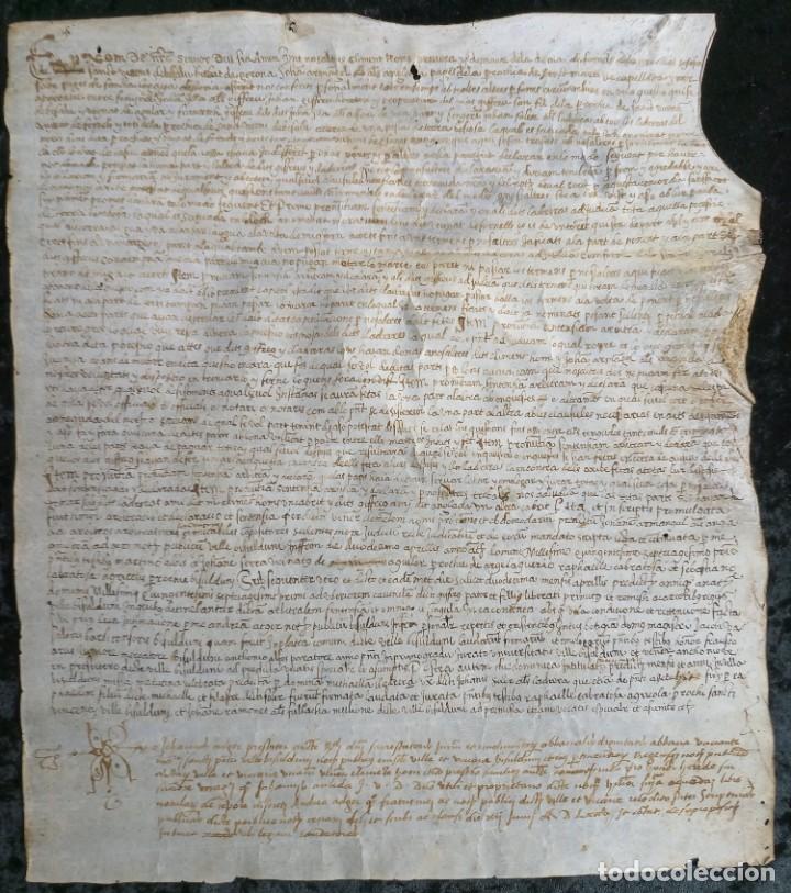 Manuscritos antigos: MANUSCRITO PERGAMINO 35,5x31cm BESALU - LA BISBAL - GIRONA - Siglo XVI a&ntilde;os 70