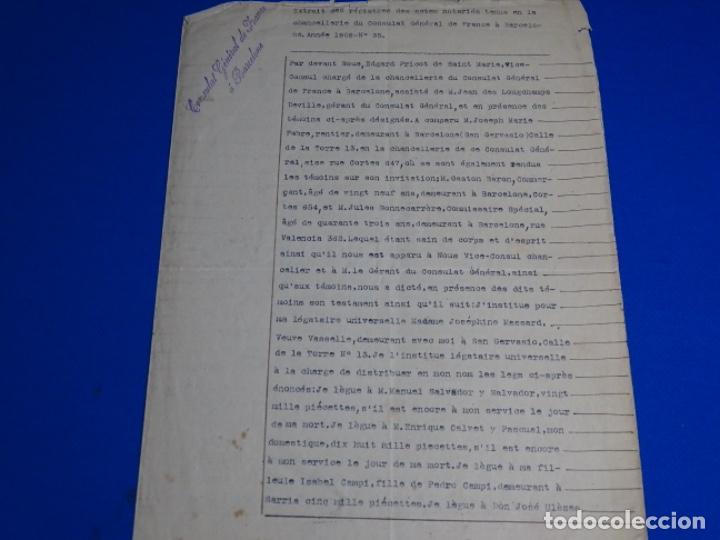 Alte Manuskripte: DOCUMENTO DEL CONSULADO DE FRANCIA EN BARCELONA.1911