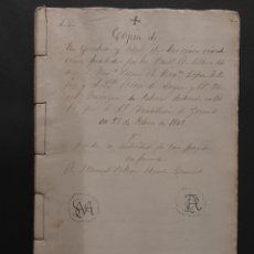 Manuscritos antiguos: COPIA EJECUTORIA ARISTOCRACIA CANCILLERIA GRANADA 1862. Lote 238296985