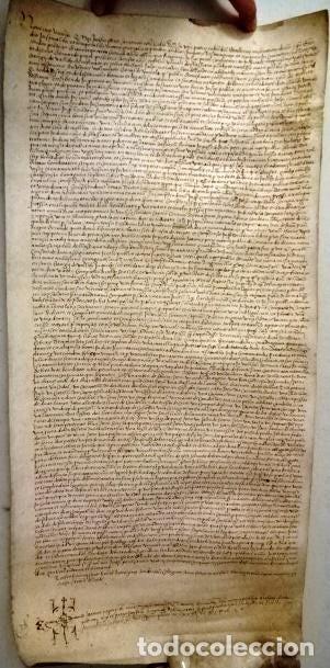 Manuscritos antiguos: MANUSCRITO EN PERGAMINO PERTENECIENTE A UNA ACTA NOTARIAL DE 1535 - - Foto 1