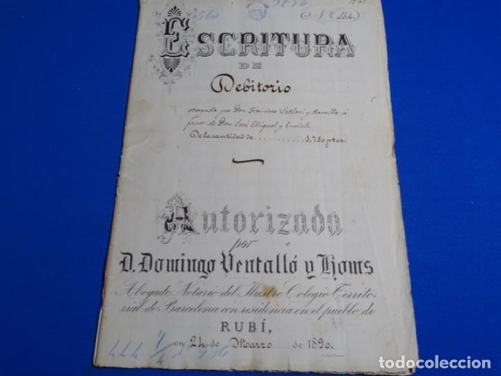 Manuscritos antiguos: MANUSCRITO DE ESCRITURA DEL A&Ntilde;O 1890.RUB&Iacute;. - Foto 1