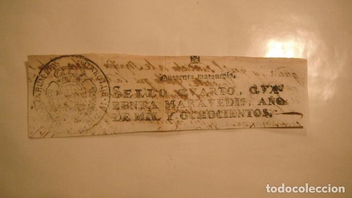 Manuscritos antigos: cabecera PAPEL TIMBRADO,SELLO CUARTO,40 MARAVEDIS,A&Ntilde;O 1800