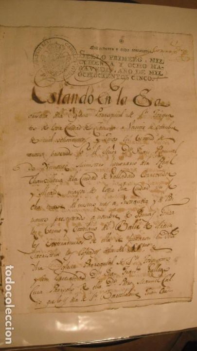 Manuscritos antigos: DOCUMENTO EN PAPEL TIMBRADO,SELLO 1&ordm; 1088 MARAVEDIS,A&Ntilde;O 1805