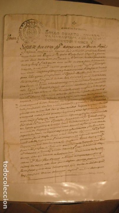 Manuscritos antigos: DOCUMENTO PAPEL TIMBRADO,SELLO 4&ordm; 40 MARAVEDIS A&Ntilde;O 1811 ESCRITURA VENTA REAL
