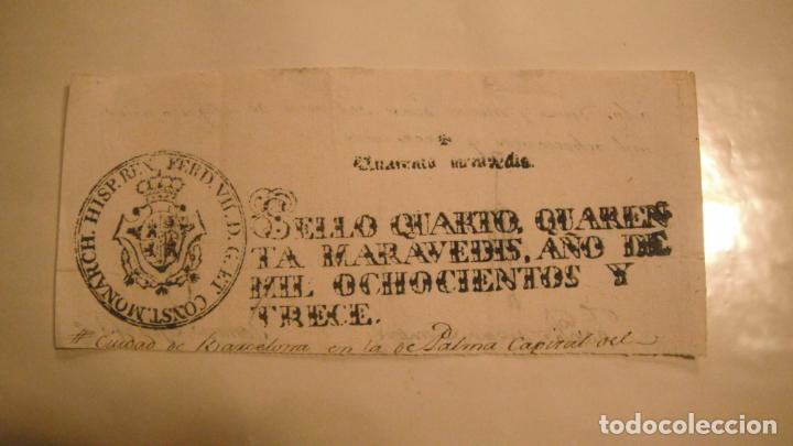 Manuscritos antigos: PAPEL TIMBRADO,SELLO 4&ordm; 40 MARAVEDIS A&Ntilde;O 1813 habilitado para 1815