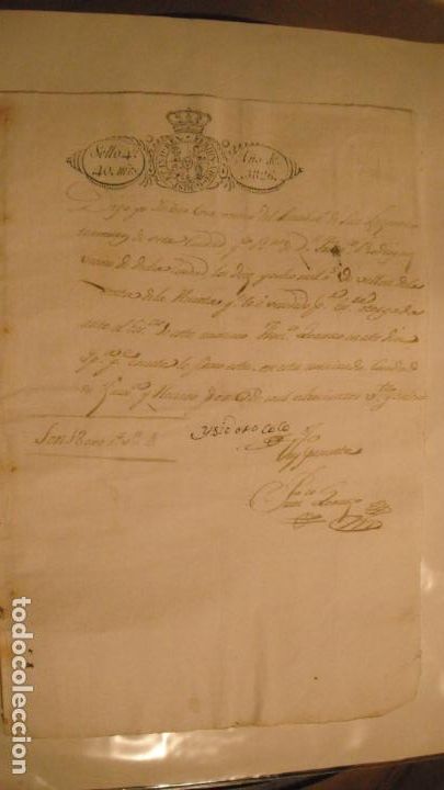 Alte Manuskripte: DOCUMENTO PAPEL TIMBRADO,SELLO 4&ordm; 40 MARAVEDIS . A&Ntilde;O 1826