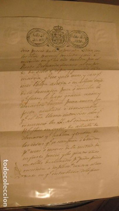 Manuscritos antiguos: DOCUMENTO PAPEL TIMBRADO,SELLO 4&ordm; 40 MARAVEDIS . A&Ntilde;O 1830 - Foto 1