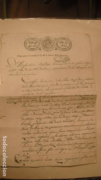 Alte Manuskripte: DOCUMENTO PAPEL TIMBRADO,SELLO 4&ordm; 40 maravedis . A&Ntilde;O 1834 habilitado para Isabel II