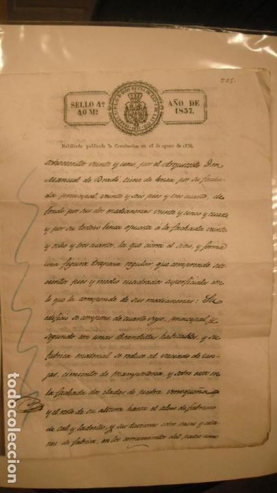 Alte Manuskripte: DOCUMENTO PAPEL TIMBRADO SELLO 4&ordm; 40 MARAVEDIS A&Ntilde;O DE 1837,HABILITADO PARA LA CONSTITUCION DE 1936