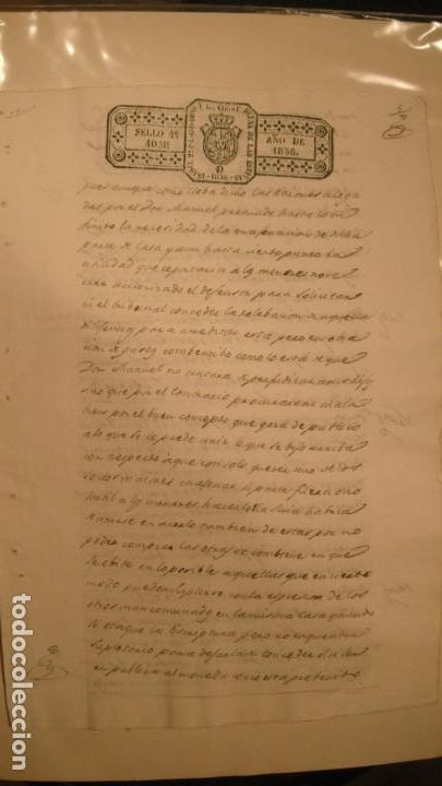 Alte Manuskripte: DOCUMENTO PAPEL TIMBRADO SELLO 4&ordm; 40 MARAVEDIS , A&Ntilde;O 1838, SELLOS EN SECO