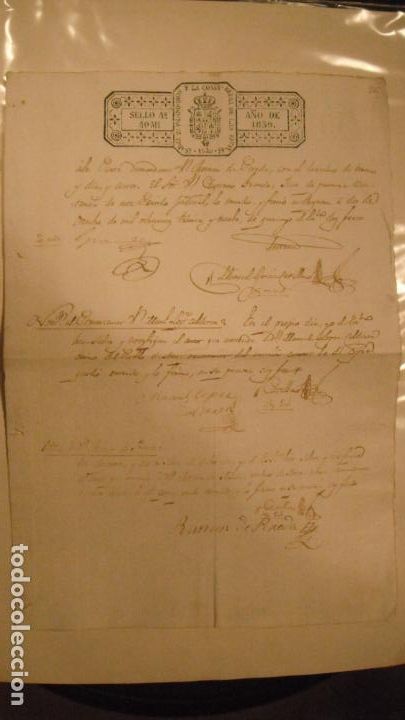 Alte Manuskripte: DOCUMENTO PAPEL TIMBRADO SELLO 4&ordm; MARAVEDIS, A&Ntilde;O 1839, SELLOS EN SECO