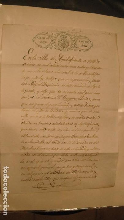 Alte Manuskripte: DOCUMENTO PAPEL TIMBRADO SELLO 4&ordm; 40 MARAVEDIS, A&Ntilde;O DE 1843, SELLOS EN SECO