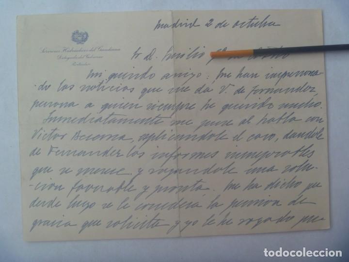 Ancient Manuscripts: SERVICIOS HIDRAULICOS DEL GUADIANA - DELEGADO DEL GOBIERNO: CARTA MANUSCRITA. A&Ntilde;OS 40 ?