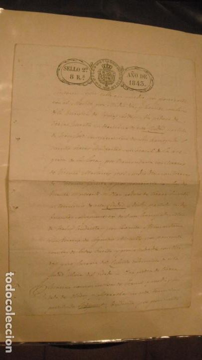 Alte Manuskripte: DOCUMENTO PAPEL TIMBRADO SELLO 2&ordm; 8 REALES, A&Ntilde;O DE 1843, SELLOS EN SECO