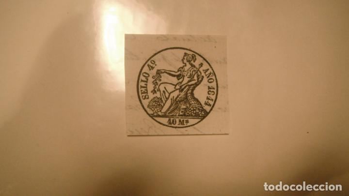 Alte Manuskripte: SELLO PAPEL TIMBRADO SELLO 4&ordm; 40 maravedis, A&Ntilde;O DE 1844,