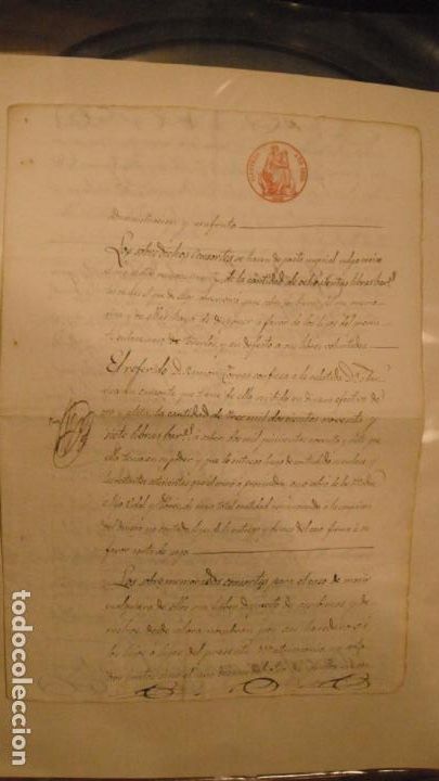 Alte Manuskripte: DOCUMENTO PAPEL TIMBRADO SELLO ILUSTRES 60 REALES , A&Ntilde;O DE 1855 CON SELLO EN SECO Y NOTARIA MADRID