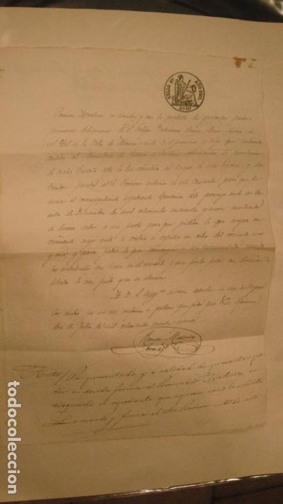Manuscritos antiguos: DOCUMENTO PAPEL TIMBRADO SELLO 4&ordm; 40 MARAVEDIS, A&Ntilde;O DE 1861 CON SELLO EN SECO
