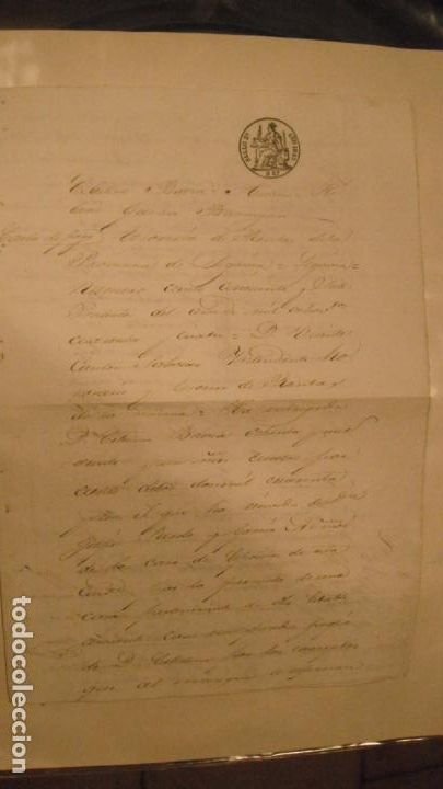 Manuscritos antiguos: DOCUMENTO PAPEL TIMBRADO SELLO 2&ordm; 8 REALES, A&Ntilde;O DE 1845 CON SELLO EN SECO