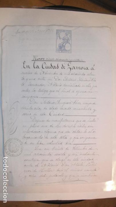 Manuscritos antiguos: DOCUMENTO PAPEL TIMBRADO SELLO 10&ordm; ,1 PESETA, A&Ntilde;O DE 1871 CON SELLO EN SECO