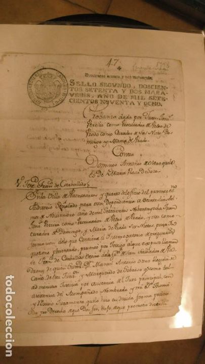 Manuscritos antiguos: DOCUMENTO PAPEL TIMBRADO SELLO 2&ordm; 272 MARAVEDIS A&Ntilde;O DE 1798 - Foto 1