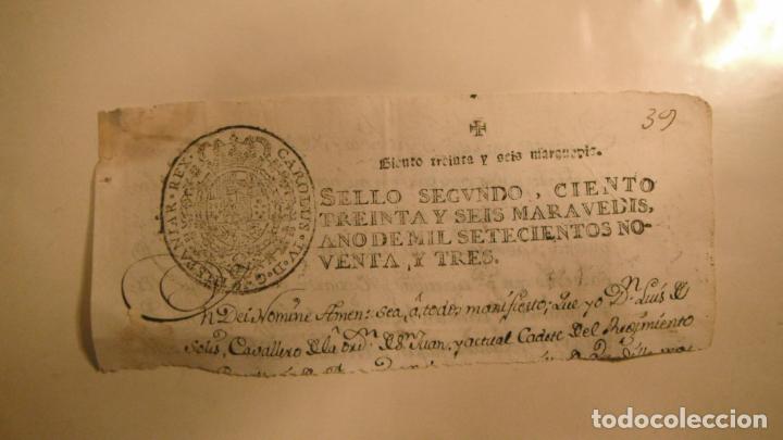 Alte Manuskripte: CABECERA PAPEL TIMBRADO SELLO 2&ordm;, 136 MARAVEDIS ,A&Ntilde;O DE 1793
