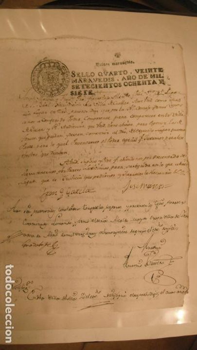 Manuscritos antiguos: DOCUMENTO PAPEL TIMBRADO SELLO 4&ordm;, 20 MARAVEDIS ,A&Ntilde;O DE 1787 - Foto 1
