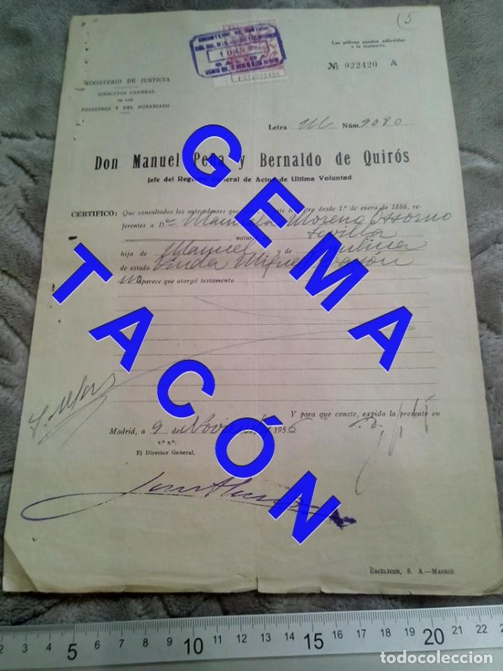 Manuscritos antiguos: CERTIFICADO TESTAMENTO ULTIMAS VOLUNTADES 1956 C64 - Foto 1
