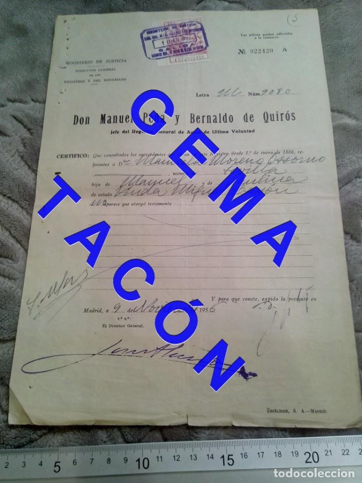 Manuscritos antiguos: CERTIFICADO TESTAMENTO ULTIMAS VOLUNTADES 1956 C64 - Foto 2