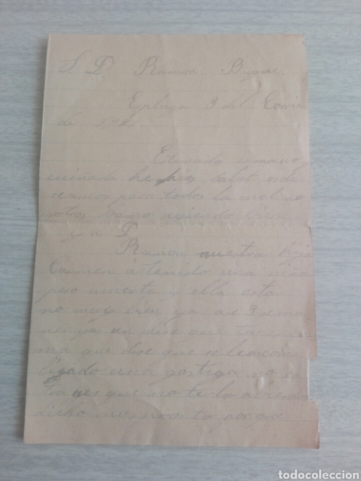 Manuscritos antiguos: Carta familiar de Esplugas a manresa - Foto 1