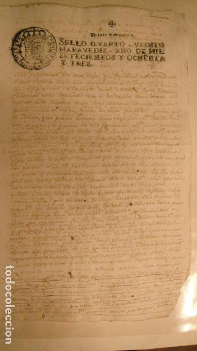 Manuscritos antiguos: DOCUMENTO PAPEL TIMBRADO SELLO 4&ordm; 20 MARAVEDIS A&Ntilde;O DE 1783 - Foto 1