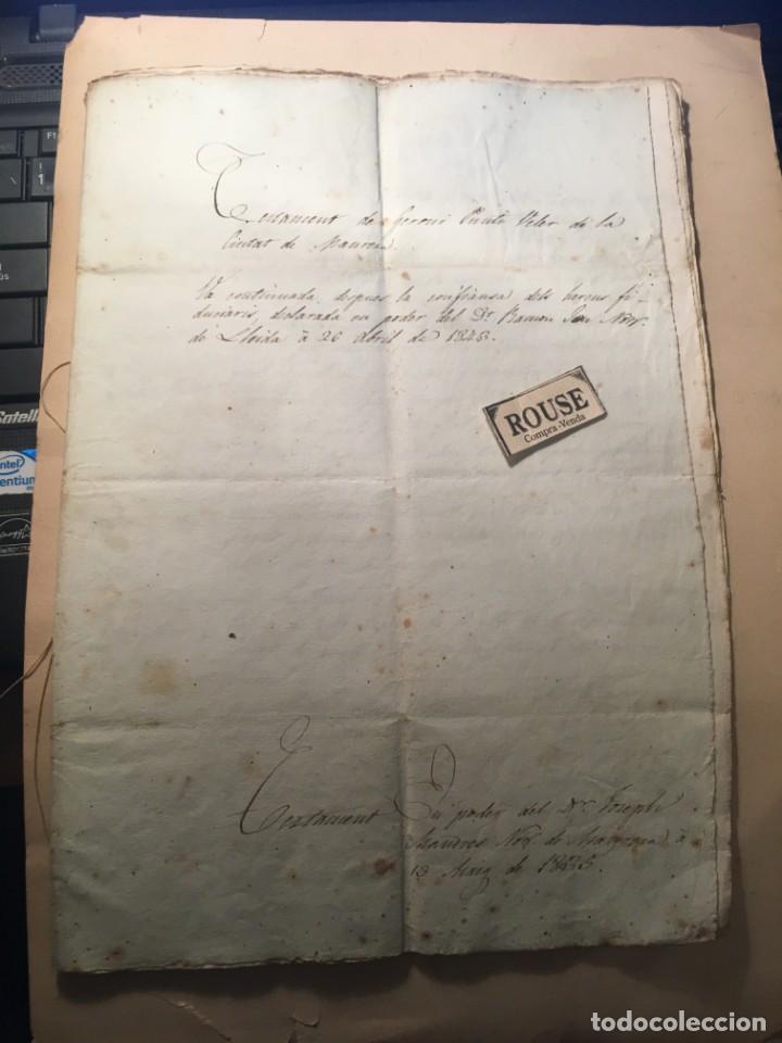 Manuscritos antiguos: MANRESA - 1843 - ANTIGUO DOCUMENTO MANUSCRITO - TESTAMENTO - Foto 3