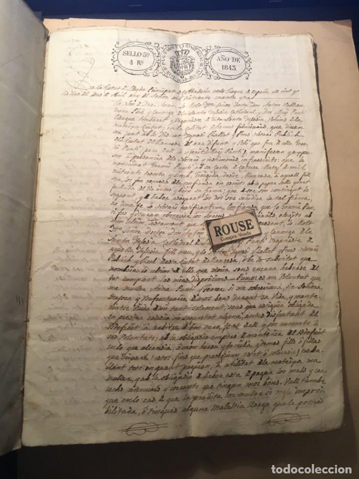 Manuscritos antiguos: MANRESA - 1843 - ANTIGUO DOCUMENTO MANUSCRITO - TESTAMENTO - Foto 5
