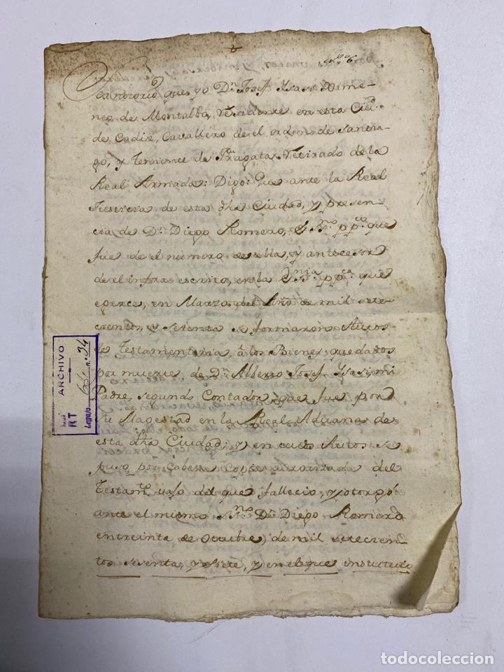 Manuscritos antiguos: CADIZ, 1770. TESTAMENTO. VER/LEER - Foto 1