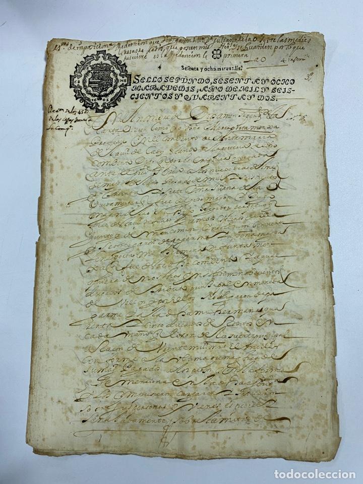 Manuscritos antiguos: CADIZ, 1642. ESCRITURA DE IMPOSICIÓN Y REDENCIONES. 1 SELLO. VER/LEER - Foto 1 - 245392110
