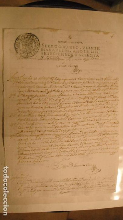 Manuscritos antiguos: DOCUMENTO PAPEL TIMBRADO SELLO 4&ordm; 20 MARAVEDIS A&Ntilde;O DE 1778 - Foto 1