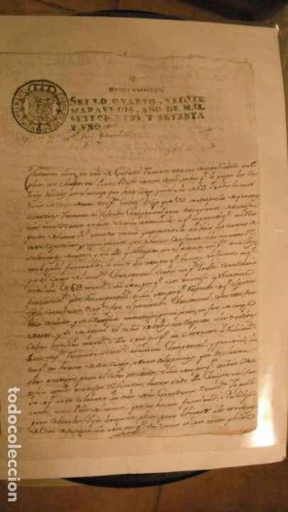 Manuscritos antiguos: DOCUMENTO PAPEL TIMBRADO SELLO 4&ordm; 20 MARAVEDIS A&Ntilde;O DE 1771 - Foto 1