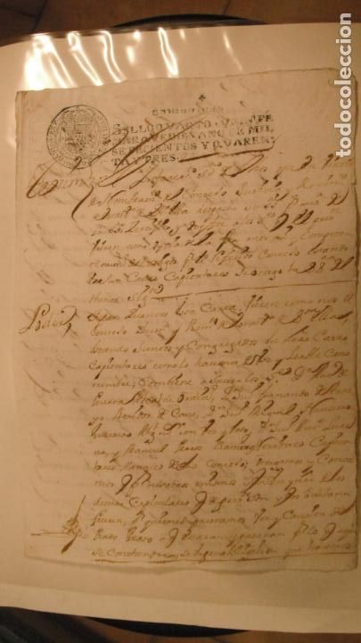 Manuscritos antiguos: DOCUMENTO PAPEL TIMBRADO SELLO 4&ordm; 20 MARAVEDIS,A&Ntilde;O DE 1743 - Foto 1