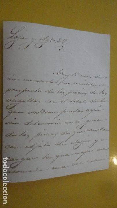 Ancient Manuscripts: ANTIGUA CARTA.CERAMICA PICKMAN CIA.SEVILLA-FRANCISCO DEL ROSAL MONDRAGON.LOJA.GRANADA 1870