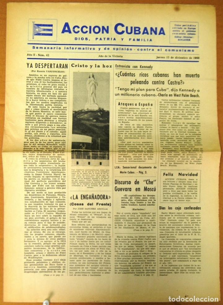 Ancient Manuscripts: BP-326 CUBA ESPA&Ntilde;A ANTICOMMUNIST NEWSPAPER ACCION CUBANA ESPA&Ntilde;A PRINTING 15/DIC/1960.