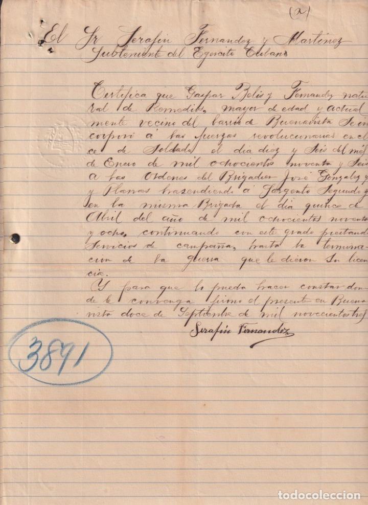 Ancient Manuscripts: BE746 CUBA SPAIN MAMBI SIGNED DOC 1898 TESTIMONIOS DE SOLDADOS.