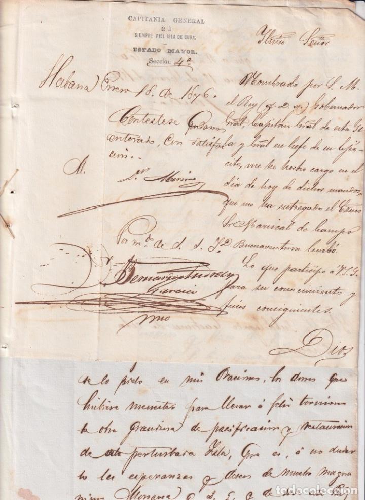 Ancient Manuscripts: BE751 CUBA SPAIN 1876 SIGNED CAPTAIN GENERAL JOAQUIN JOVELLAR INDEPENDENCE.