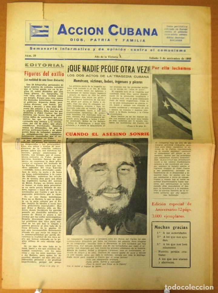 Ancient Manuscripts: BP-324 CUBA ESPA&Ntilde;A ANTICOMMUNIST NEWSPAPER ACCION CUBANA ESPA&Ntilde;A PRINTING 5/NOV/1960.