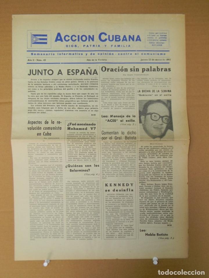 Ancient Manuscripts: BP-329 CUBA ESPA&Ntilde;A ANTICOMMUNIST NEWSPAPER ACCION CUBANA ESPA&Ntilde;A PRINTING 23/MAR/1961.