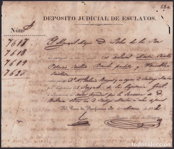 Ancient Manuscripts: E6485 CUBA SPAIN 1851 DEPOSITO JUDICIAL DE ESCLAVOS SLAVE SLAVERY.